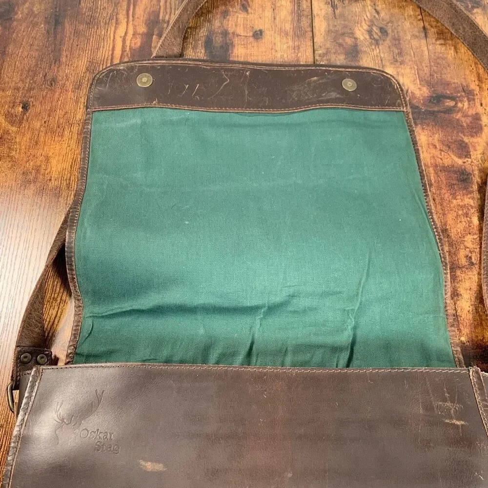 Businesstaschen von Oskar Stag Dark Brown Leather Laptop‎ Messenger Bag